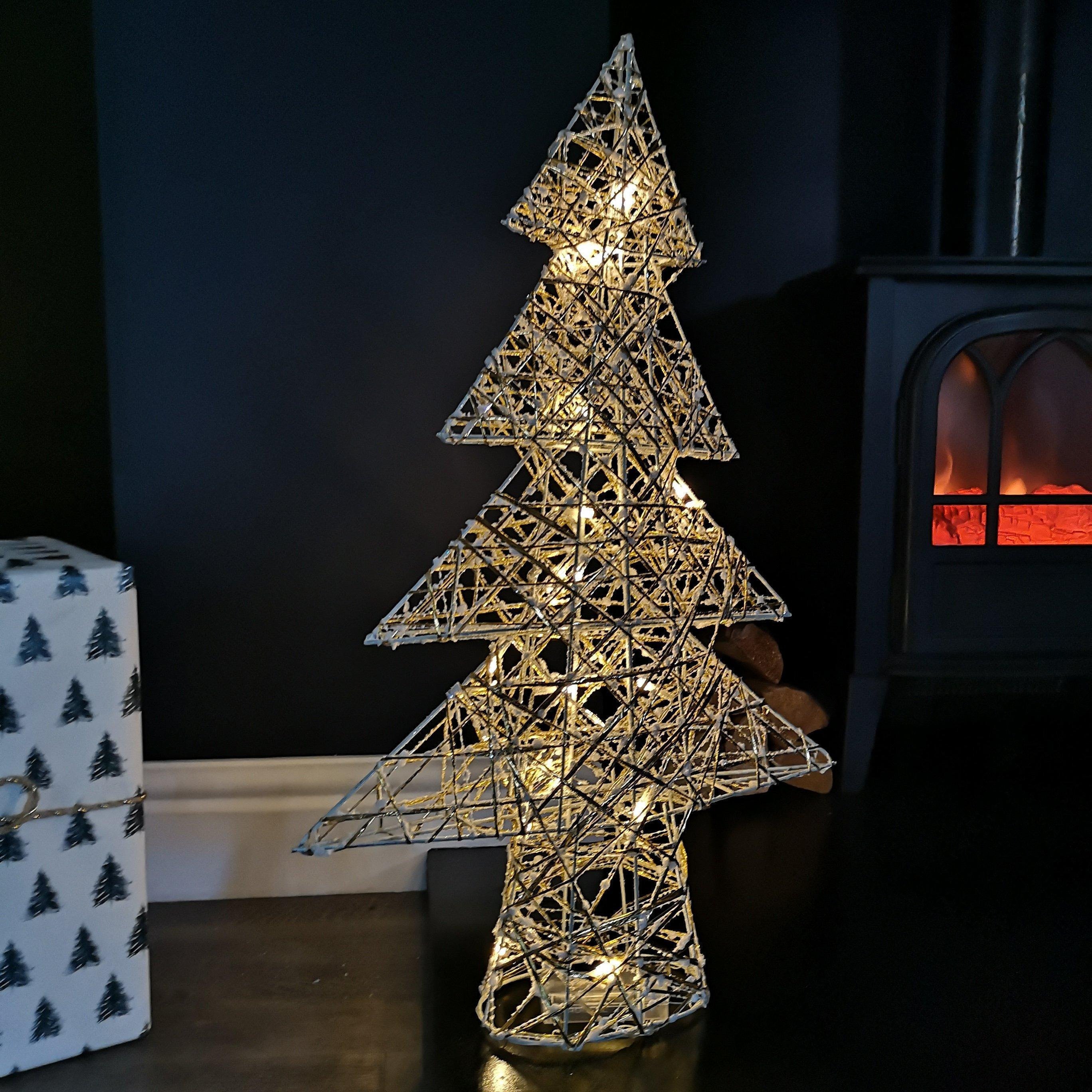60cm Battery Operated Gold Woven Christmas Tree with White LEDs - image 1