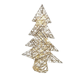 60cm Battery Operated Gold Woven Christmas Tree with White LEDs - thumbnail 3