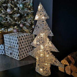 60cm Battery Operated Gold Woven Christmas Tree with Warm White LEDs - thumbnail 1