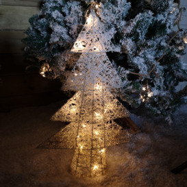 60cm Battery Operated Gold Woven Christmas Tree with Warm White LEDs - thumbnail 3
