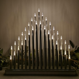 Premier 34cm Silver Lit Christmas Candlebridge with 33 Warm White LEDs