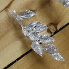 180cm Christmas Glitter Leaf Garland In Silver - thumbnail 3
