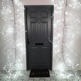 3m Silver Lit Branch Hanging Indoor Outdoor Christmas Garland 288 White LEDs with Timer - thumbnail 2