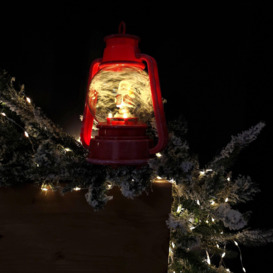 22cm Battery Operated Light up SnowFall Santa Lamp Lantern Decoration - thumbnail 3