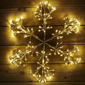 60cm Gold Starburst Snowflake Wall Window Decoration with 300 Warm White LEDs - thumbnail 1