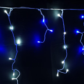 300 LED 7.5m Premier Christmas Outdoor 8 Function Icicle Lights Blue & White - thumbnail 2