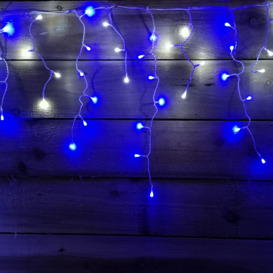 300 LED 7.5m Premier Christmas Outdoor 8 Function Icicle Lights Blue & White - thumbnail 3