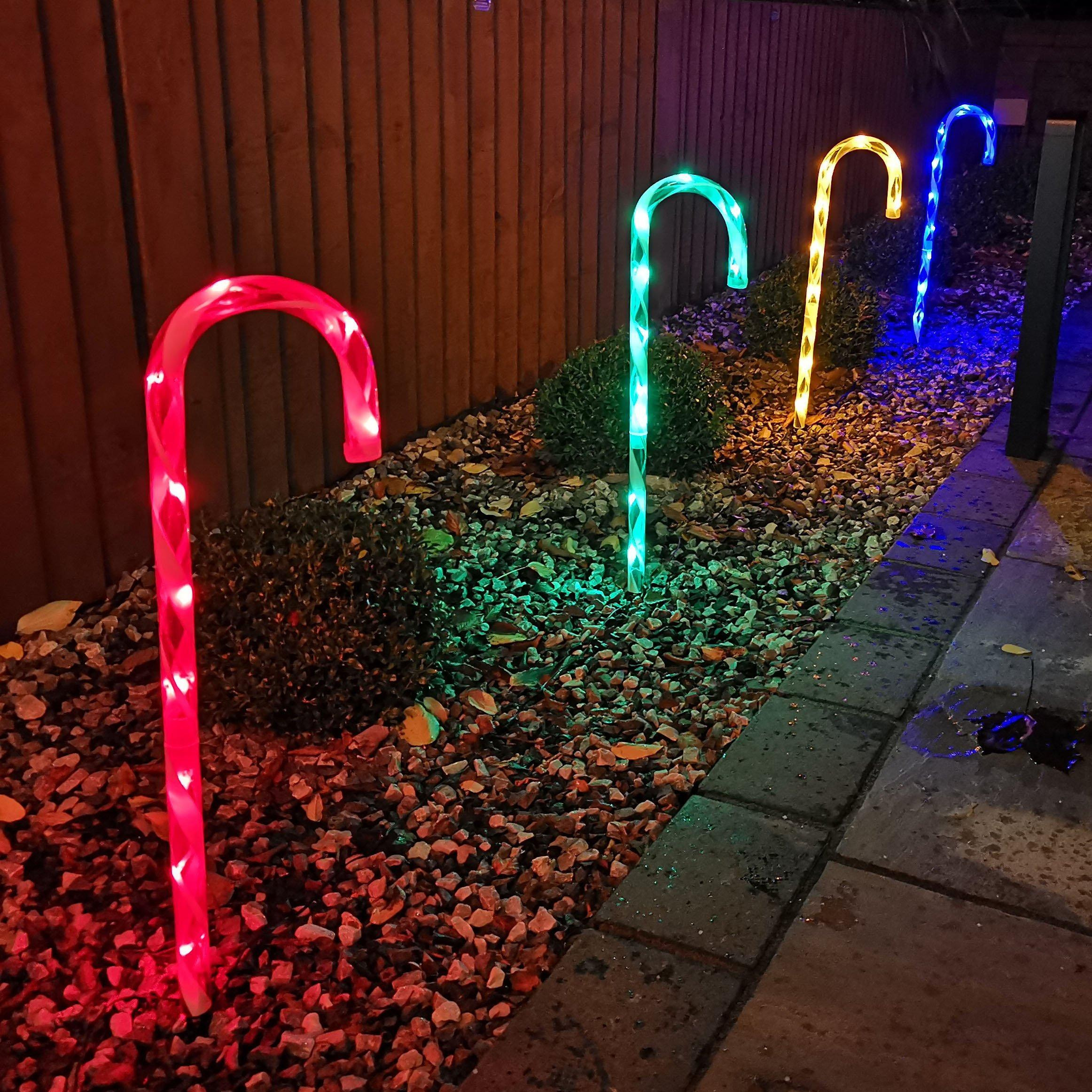 4pcs 62cm Premier Outdoor Multicoloured Christmas Candy Cane LED Path Lights for Garden - image 1