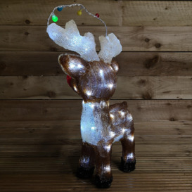 50cm Indoor Outdoor Acrylic Reindeer Decoration with Cool White LEDs and Flashing Headdress - thumbnail 2