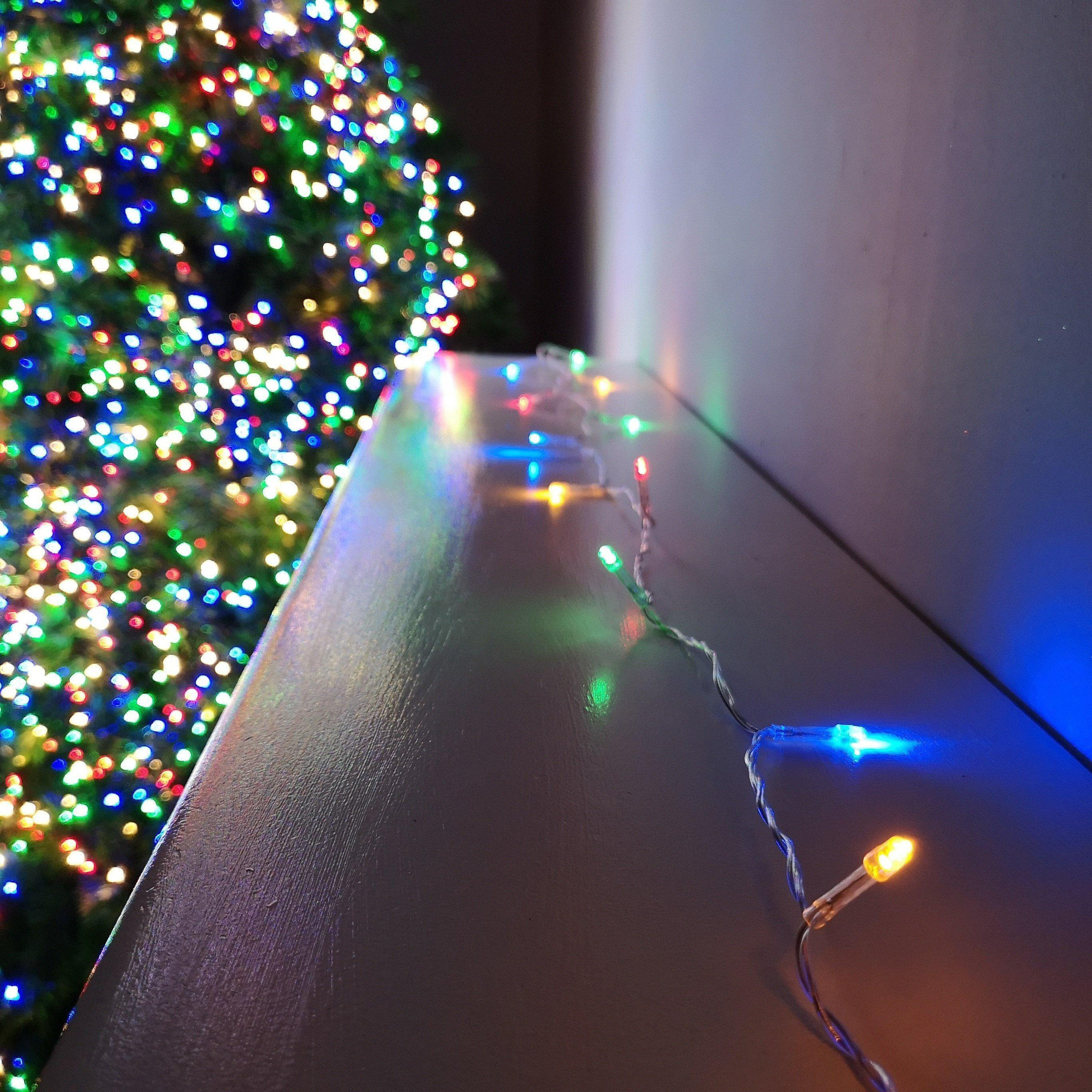 200 LED 20m Premier Christmas Outdoor Multi Function Battery Lights with Timer & Clear Cable in Multicoloured - image 1