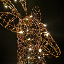 42cm Premier Christmas Lit Rose Gold Twinkling Stag Head Sculpture in Warm White - thumbnail 2
