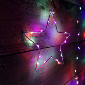 1.2m Christmas Static Star LED Silver Pin Wire V Curtain Lights in Rainbow - thumbnail 2