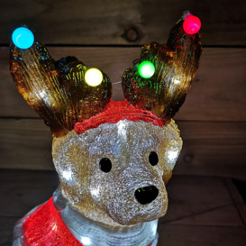 33cm Festive Acrylic Lit Dog Outdoor Christmas Decoration with 40 LED - thumbnail 2