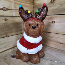 33cm Festive Acrylic Lit Dog Outdoor Christmas Decoration with 40 LED - thumbnail 3