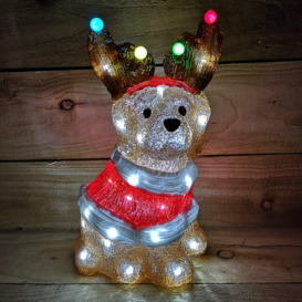 33cm Festive Acrylic Lit Dog Outdoor Christmas Decoration with 40 LED - thumbnail 1