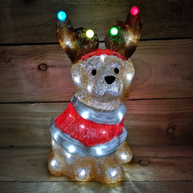 33cm Festive Acrylic Lit Dog Outdoor Christmas Decoration with 40 LED