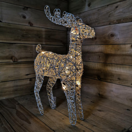 60cm Gold Wicker Large LED Illuminated Christmas Reindeer Figures Indoor Decoration - thumbnail 2