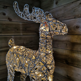 60cm Gold Wicker Large LED Illuminated Christmas Reindeer Figures Indoor Decoration - thumbnail 3