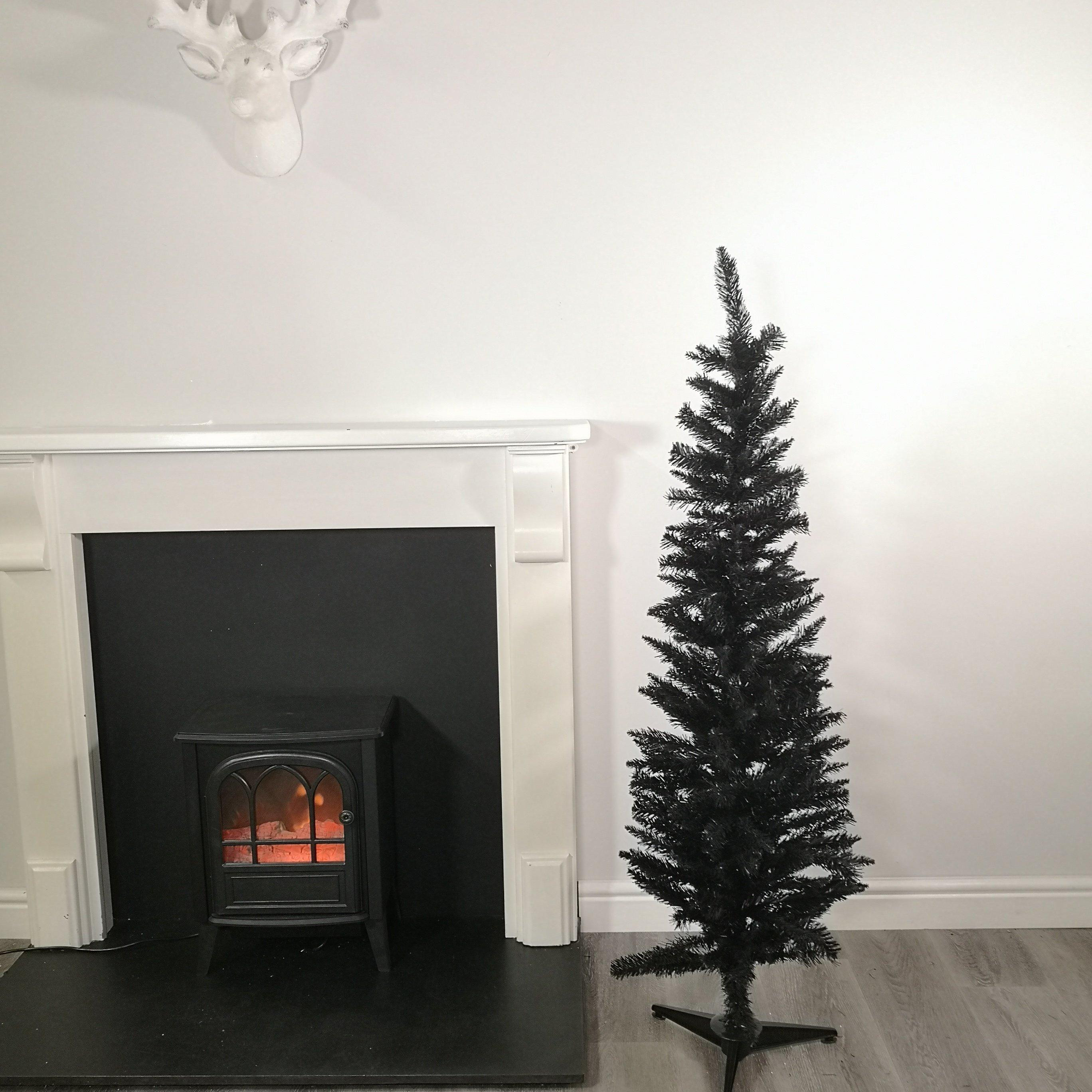 5ft (150cm) Black Pencil Pine Christmas Tree with 236 Tips - image 1