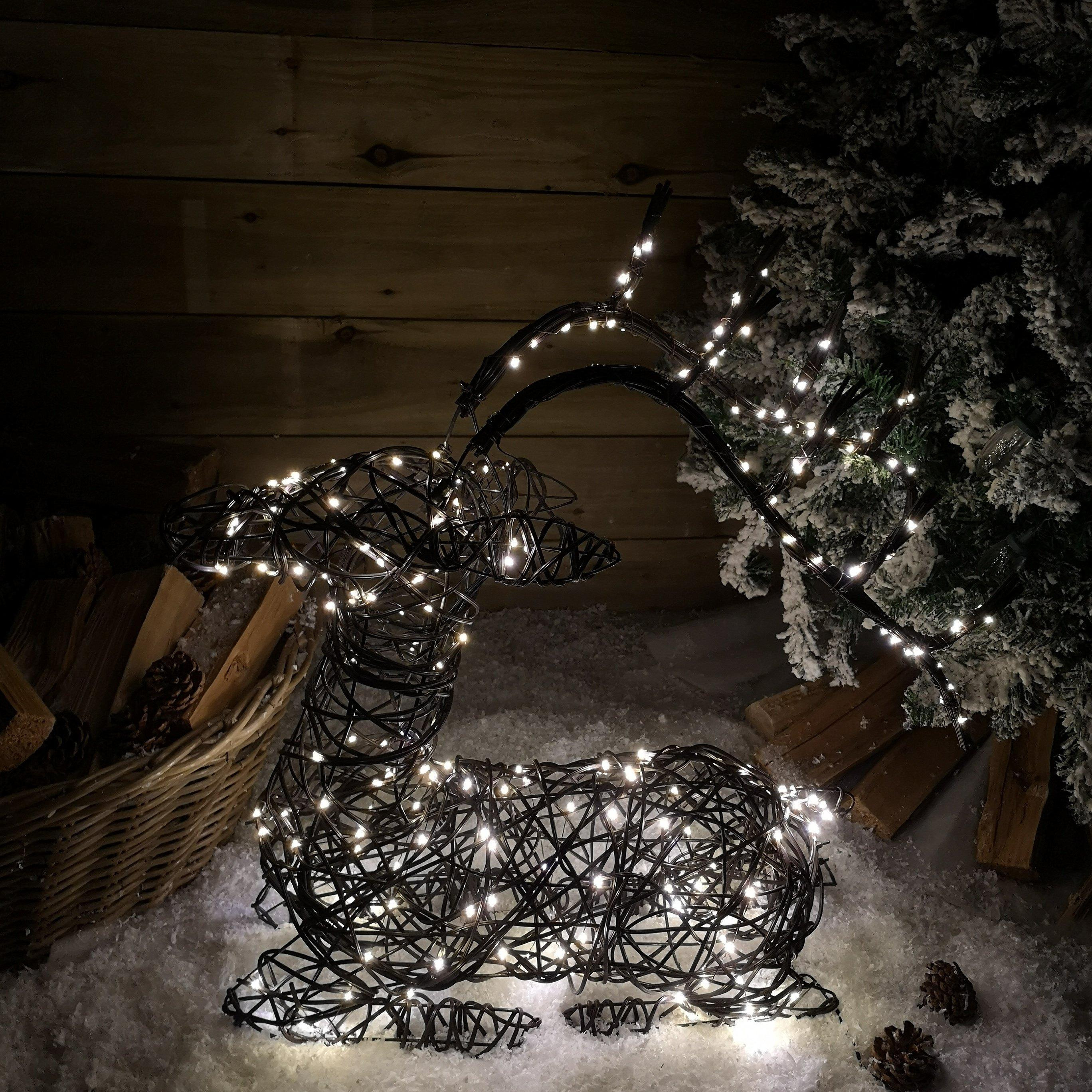 62cm LED Indoor Outdoor Wicker Sitting Reindeer Christmas Decoration - image 1