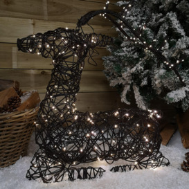 62cm LED Indoor Outdoor Wicker Sitting Reindeer Christmas Decoration - thumbnail 2