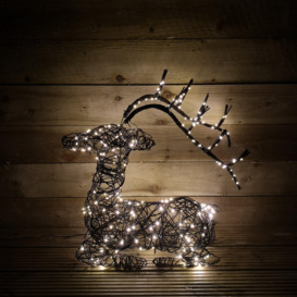 62cm LED Indoor Outdoor Wicker Sitting Reindeer Christmas Decoration - thumbnail 3