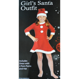 Girls Childrens / Kids 2 Piece Father Christmas Santa Suit / Dress Dressing Up
