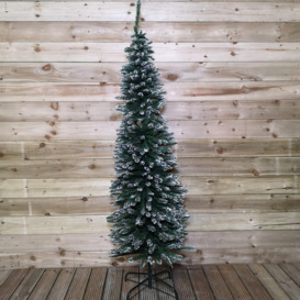 6.5ft (2m) Pencil Style Slim Snow Tipped Artificial Christmas Tree in Green - thumbnail 2
