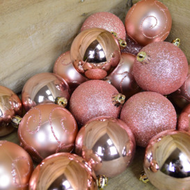 24pcs 6cm Assorted Shatterproof Baubles Christmas Decoration in Rose Gold / Pink