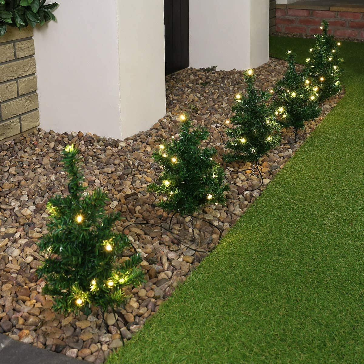 6 x 30cm LED Lit Premier Christmas Tree Path Lights (15 LEDs Per Tree) - image 1
