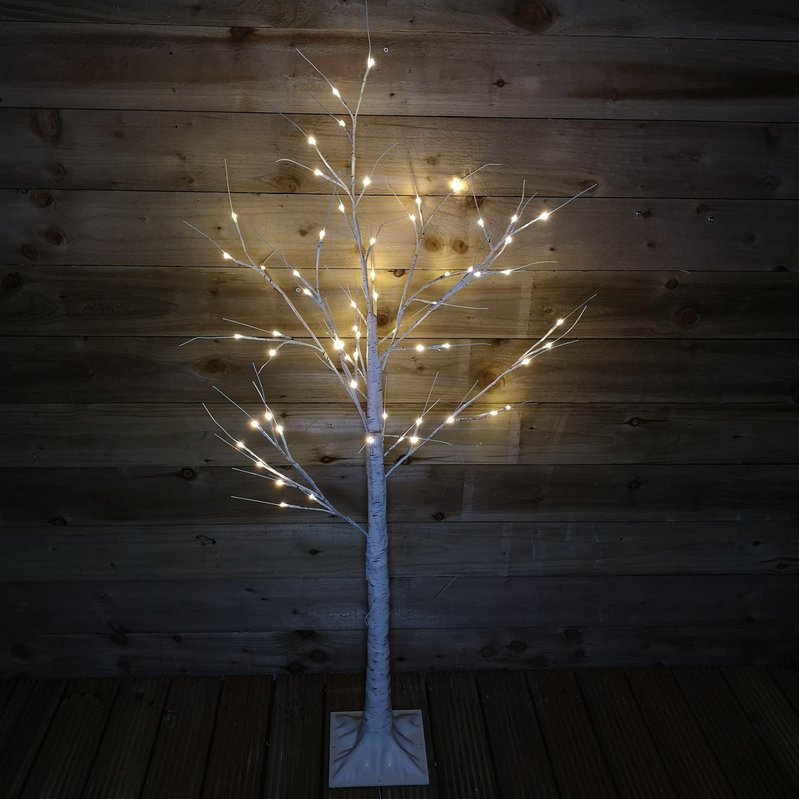 1.5m (5ft) Indoor Outdoor Christmas Lit Birch Tree with 64 Warm White LEDs - image 1
