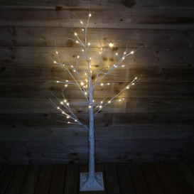 1.5m (5ft) Indoor Outdoor Christmas Lit Birch Tree with 64 Warm White LEDs - thumbnail 1