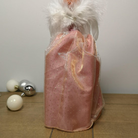 28cm Premier Christmas Tree Topper Angel Decoration with Feather Wings in Pink & Gold - thumbnail 3