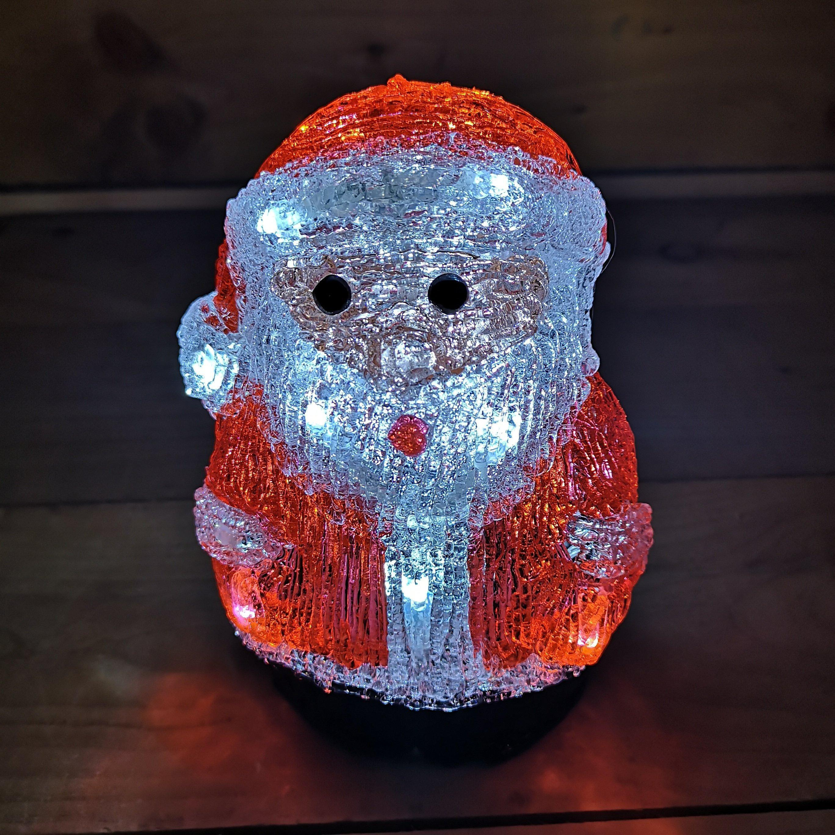 19cm Acrylic Sitting Christmas Santa With 16 Ice White LEDs - image 1