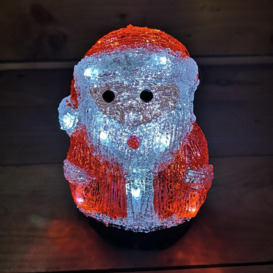 19cm Acrylic Sitting Christmas Santa With 16 Ice White LEDs - thumbnail 1