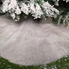 1m White Christmas Tree Skirt Snow Blanket with Silver Stars & Glitter - thumbnail 1