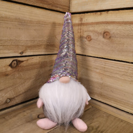 30cm Festive Christmas Plush Pink & Silver Bearded Gonk with Sequin Hat - thumbnail 3