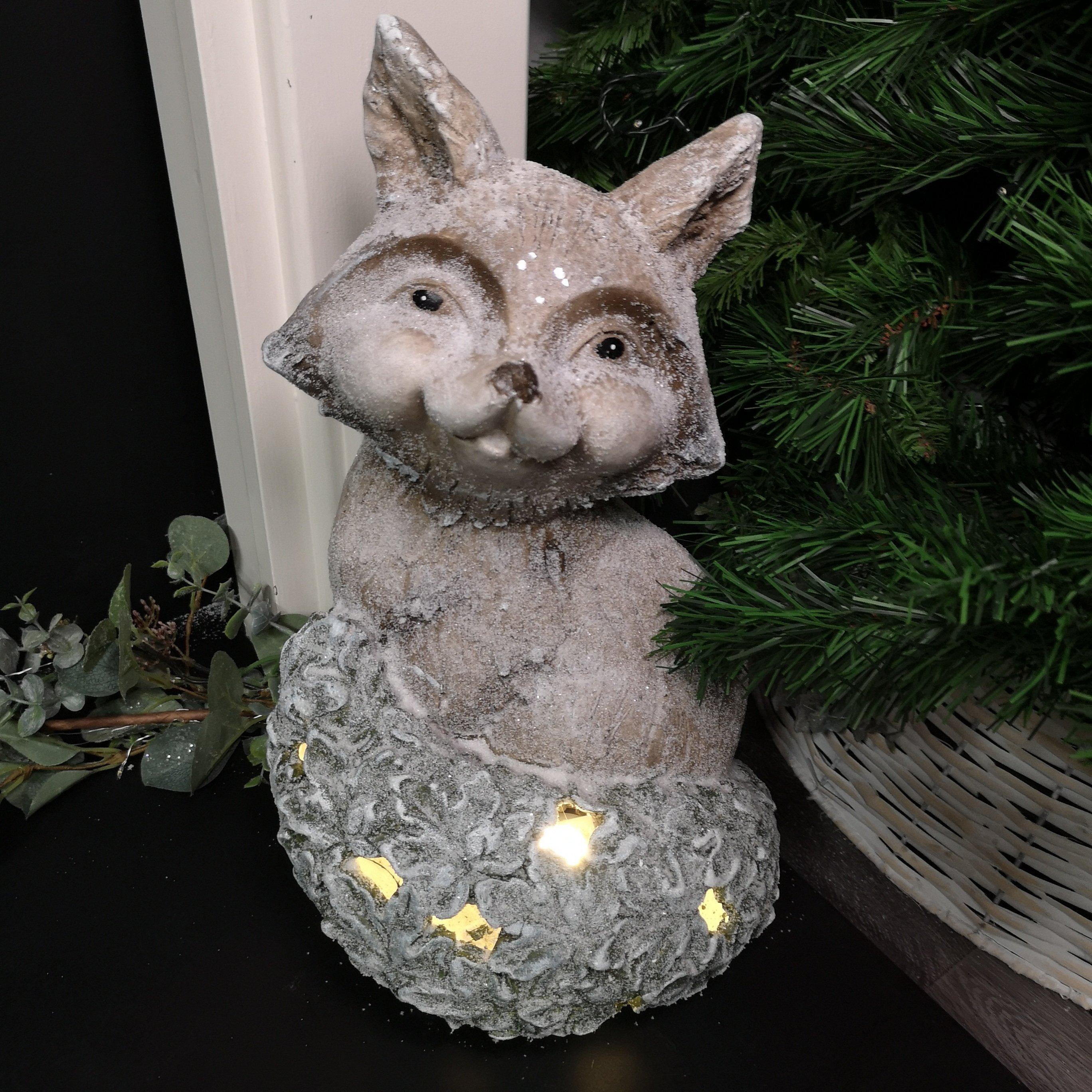 41cm Battery Lit Christmas Magnesia Fox on Ivy Leaf Tail with Warm White LEDs - image 1