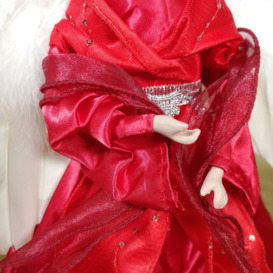 45cm Premier Christmas Angel Tree Topper Decoration in Red and Silver - thumbnail 3