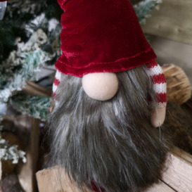40cm Festive Christmas Gonk with Haired Body & Long Burgundy Hat - thumbnail 2