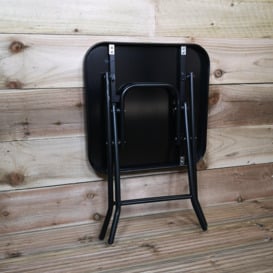 H46cm x 40cm Black Glass Folding Garden Furniture Side Table - thumbnail 3
