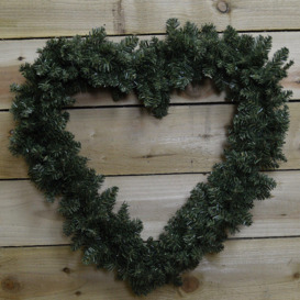 50cm x 55cm Luxury Heart Shaped Pine Christmas Door Wreath in Plain Green - thumbnail 1