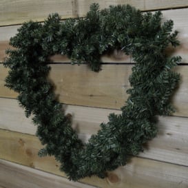 50cm x 55cm Luxury Heart Shaped Pine Christmas Door Wreath in Plain Green - thumbnail 3