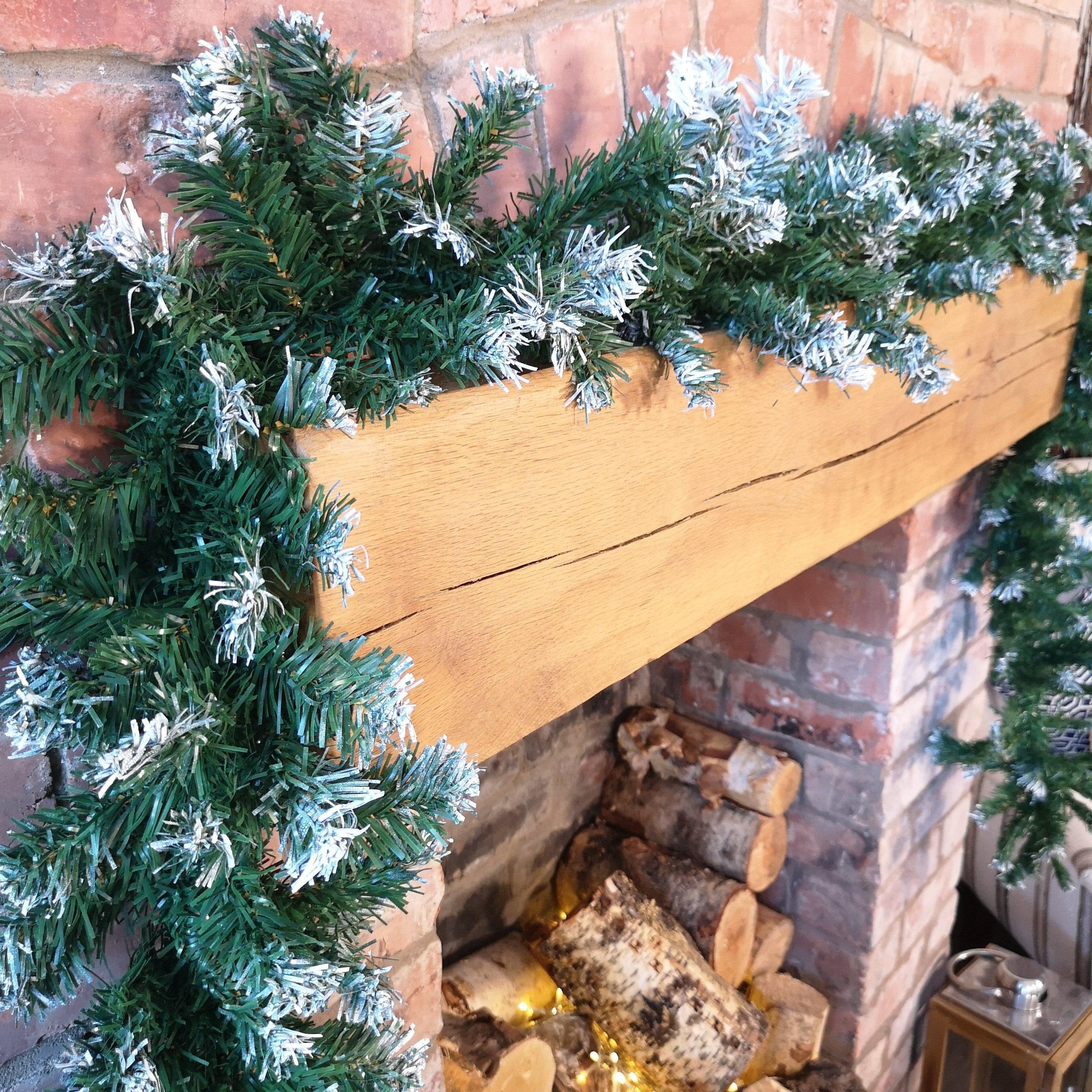 Premier 270cm (9ft) x 25cm Snow Tipped Green Christmas Garland - image 1