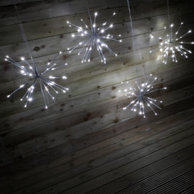 Set Of 4 45cm Premier Christmas Sparkle Ball Twinkling LED Lights in Cool White - thumbnail 1