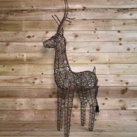 "1m (53"") Brown Outdoor Standing Wicker Reindeer Decoration With LED Lights" - thumbnail 2
