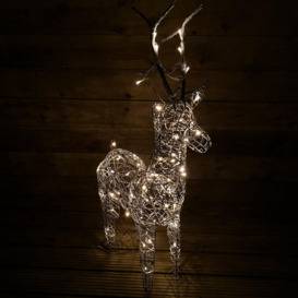 80cm Grey Outdoor Standing LED Wicker Reindeer Christmas Decoration Warm White - thumbnail 3