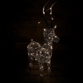 80cm Grey Outdoor Standing LED Wicker Reindeer Christmas Decoration Warm White - thumbnail 1