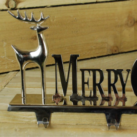50cm x 18cm Silver Premier Decorative Merry Christmas Stocking Hanger, Hangs 4 Stockings - thumbnail 3