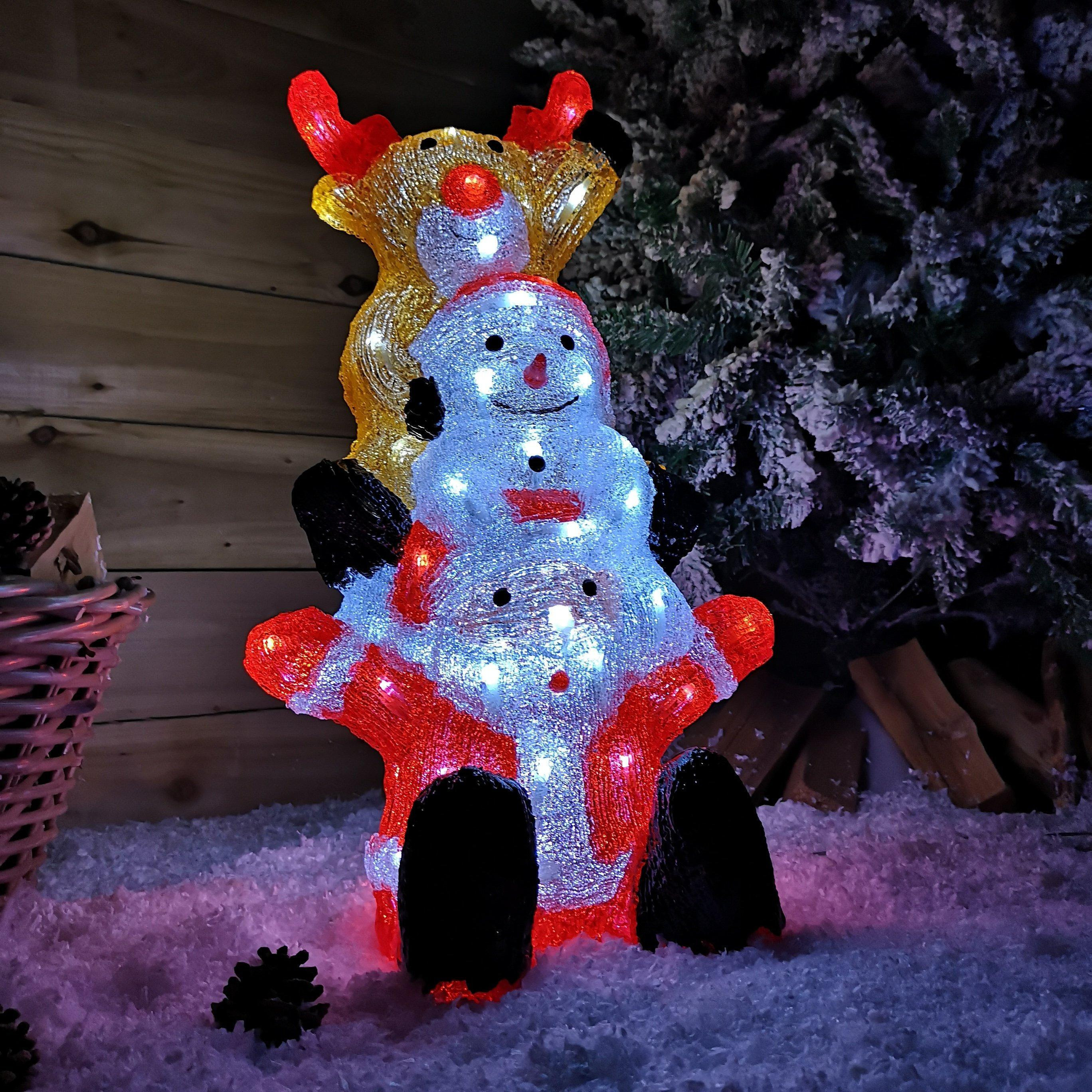 60cm Indoor Outdoor Santa Snowman Reindeer Tower With 60 Ice White LEDs - image 1